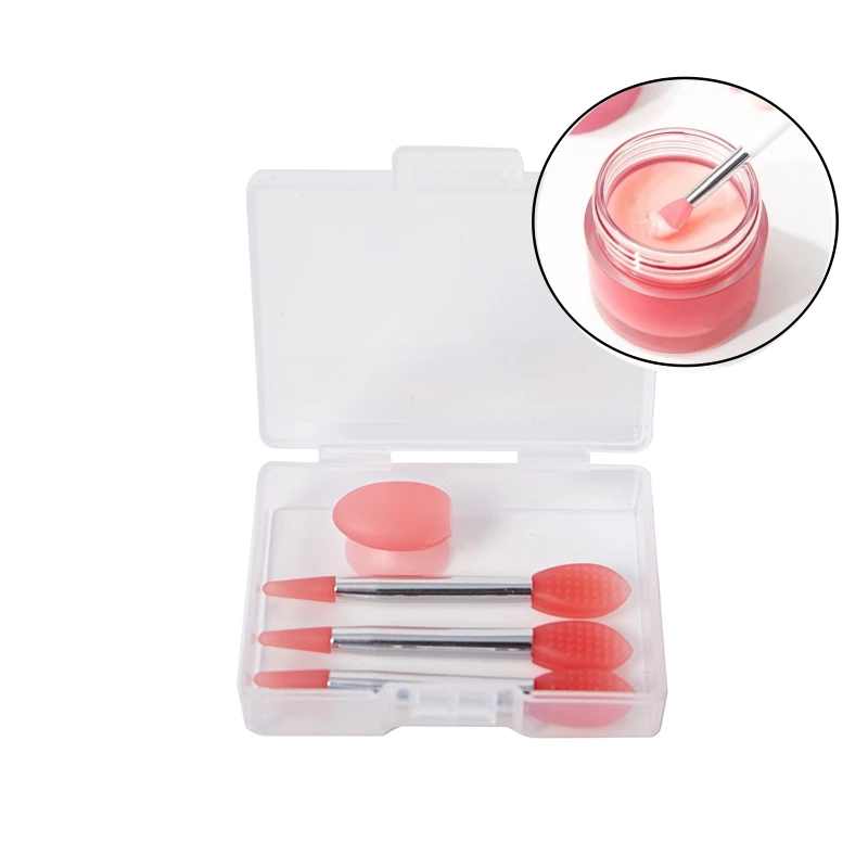 3PCS Silicone Lip Balms Lip Mask Brush With Sucker Dust Cover Lipstick Cosmetic Makeup Brushes Lipstick Brush Storage Box