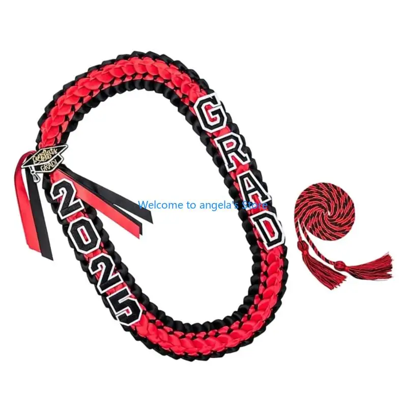 X4YC Graduation Lei Academic Regalia Tassels Cord لعام 2025 خريجي Lei Netclace Double Design