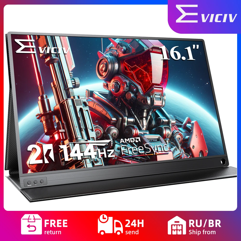 

EVICIV 2K 144 Гц 16,1-дюймовый портативный игровой монитор для ноутбука 2560x1440P QHD FreeSync HDR USB C Внешний экран для ПК, телефона, игровой консоли с крышкой-подставкой