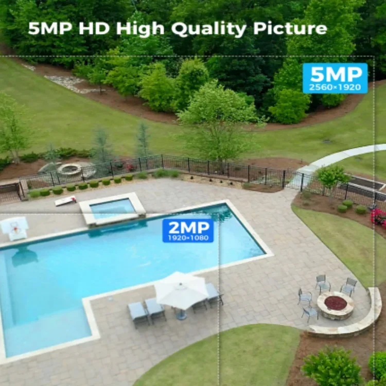 5MP PTZ Solar Camera Nvr Kit  Camera Sound Alarm Waterproof Night Vision Home Security Cctv Camera System