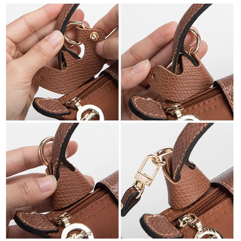 Bolsa de couro para Mini Longchamp, alça de ombro, acessórios para crossbody, bolsa sem soco, fivela pendurada DIY