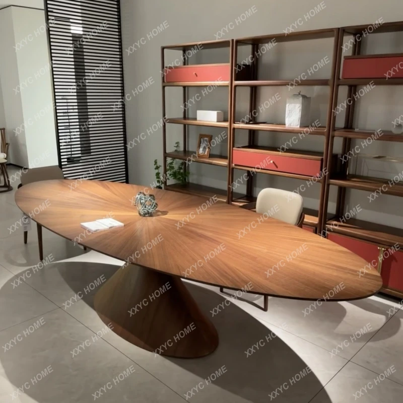 

Обеденный стол Hh2cc2 UFO, овальный, из массива дерева, необычной формы, для виллы, элитный, минималистичный, в стиле лёгкой роскоши.