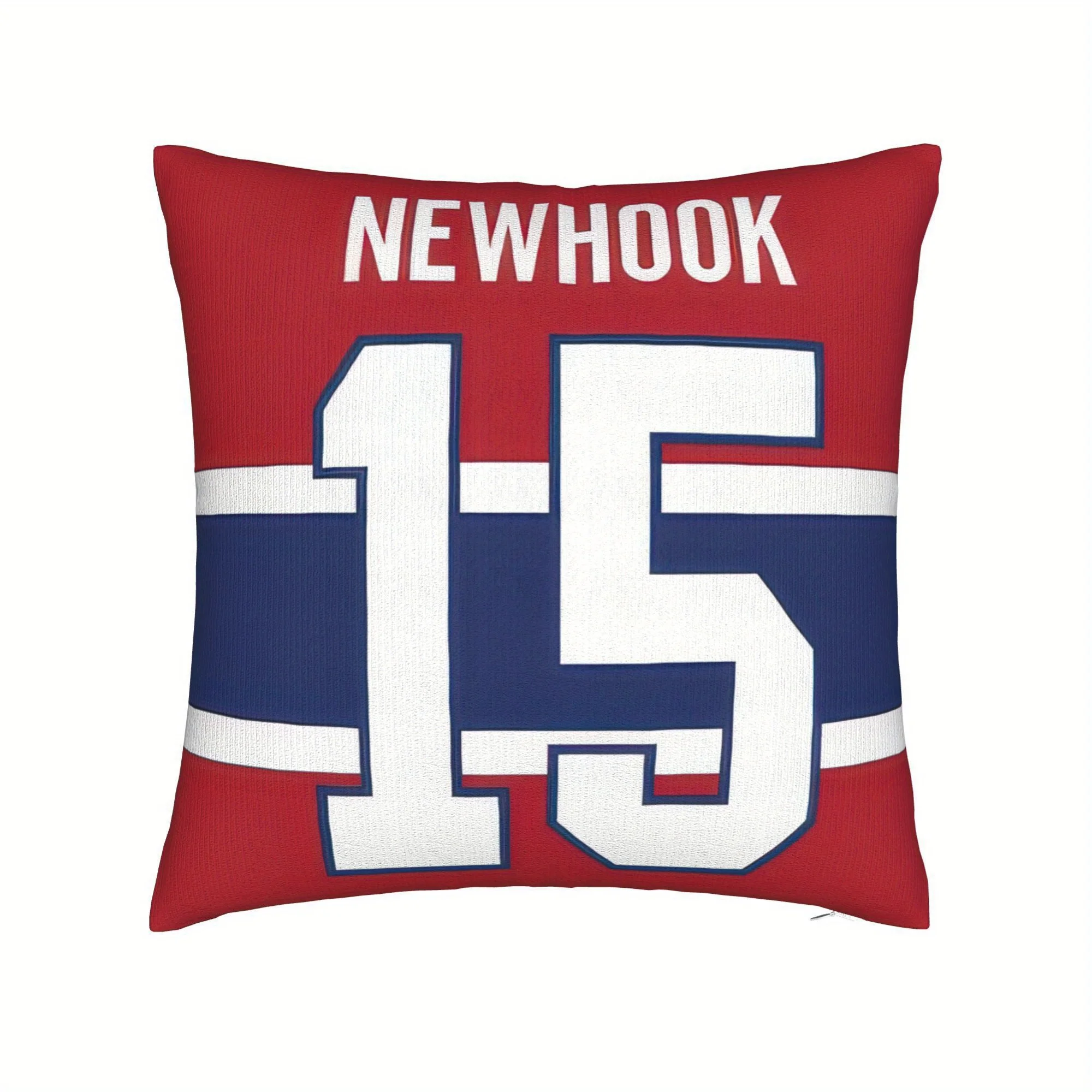 Ice Hockey Fan Pillow Cover, Red Blue Striped Jersey Cushion Case, Sports Themed Decor for Sofa Bedroom Gift
