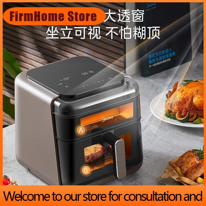 FirmHome StoreYankao Air Fryer Steam Light Tender Roast Household 6.5L Large Capacity Electric Fryer Antibacterial Visual Window