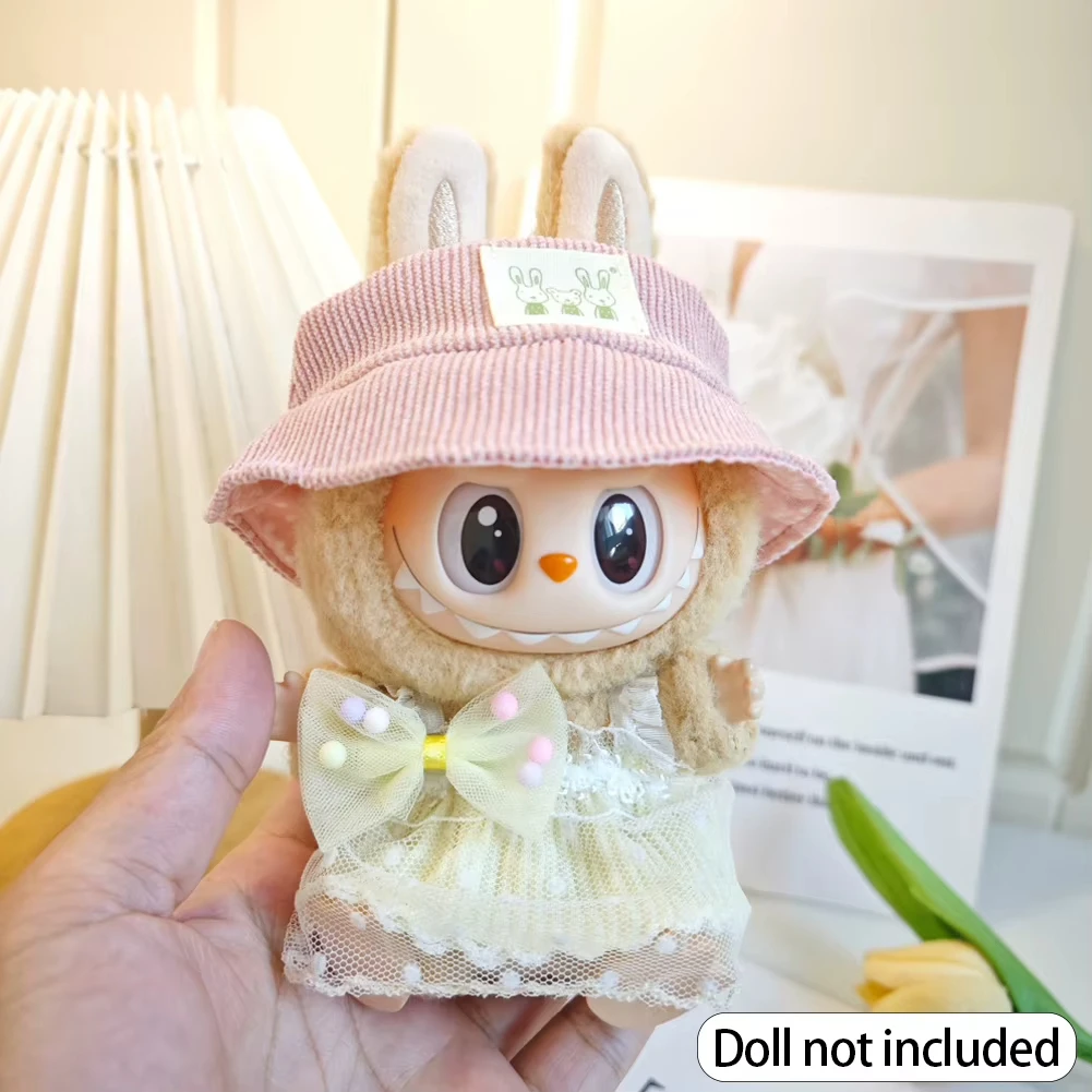 15/17cmビニール製ぬいぐるみ服 ラブブペンダント ラッキーパープルボウドレス ラブブV1/V2/V3服アクセサリー