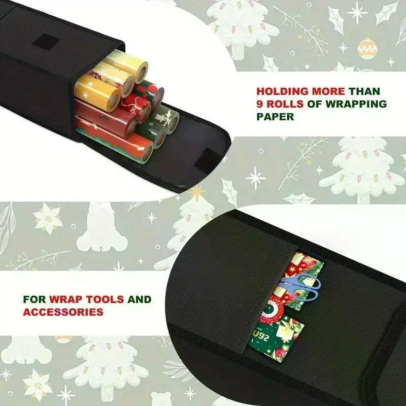 

Durable Oxford Cloth Gift Wrap Storage Bag Christmas Gift Organizer With Multiple Pockets For Crafts,Posters Wrapping Paper Hold