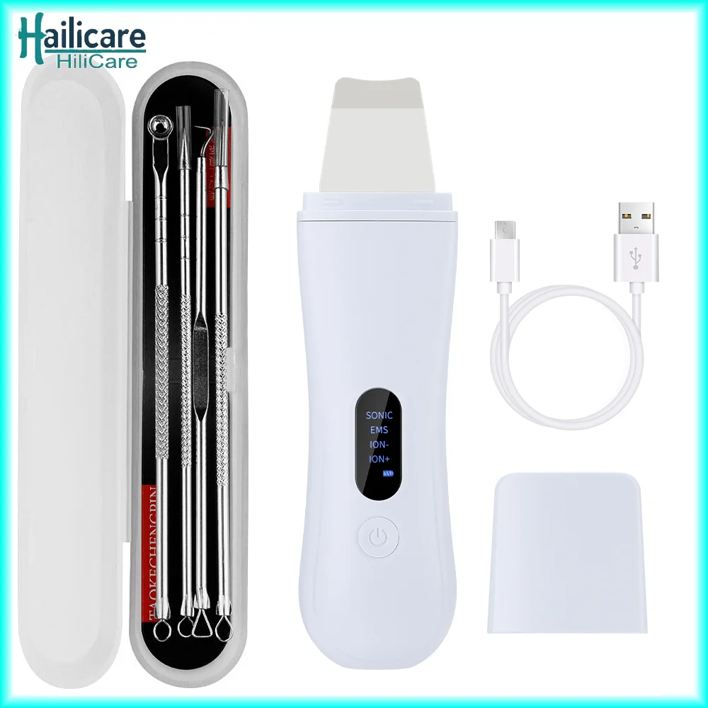 Ultradźwiękowy skrobak do twarzy, urządzenie do głębokiego oczyszczania twarzy, usuwania zaskórników, jonowy czyścik do porów i trądziku, szpatułka do twarzy.