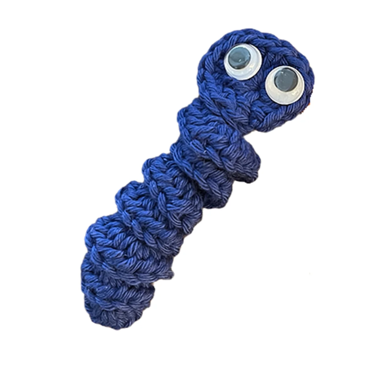 Handmade Emotional Support Worry Worm Gift, Crochet Worry Worm Inspirational Cares for You, Cute Knitted Gift,Blue