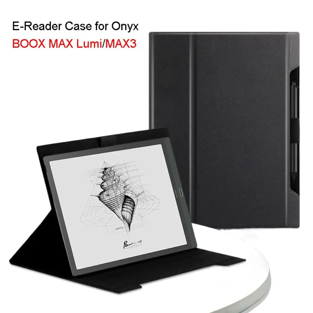 Premium Foldable E-Reader Case Paste Type with Pen Slot Back Cover Leather Anti-fall Folio Cover for Onyx BOOX MAX Lumi/MAX3