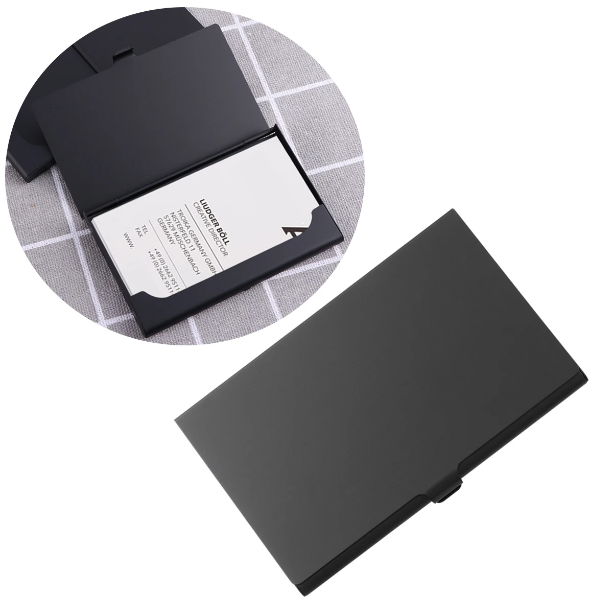 

2pcs Portable Aluminum Alloy Business Name Holder Desktop Name Organizer Metal Business Credit Case Box Organizer (