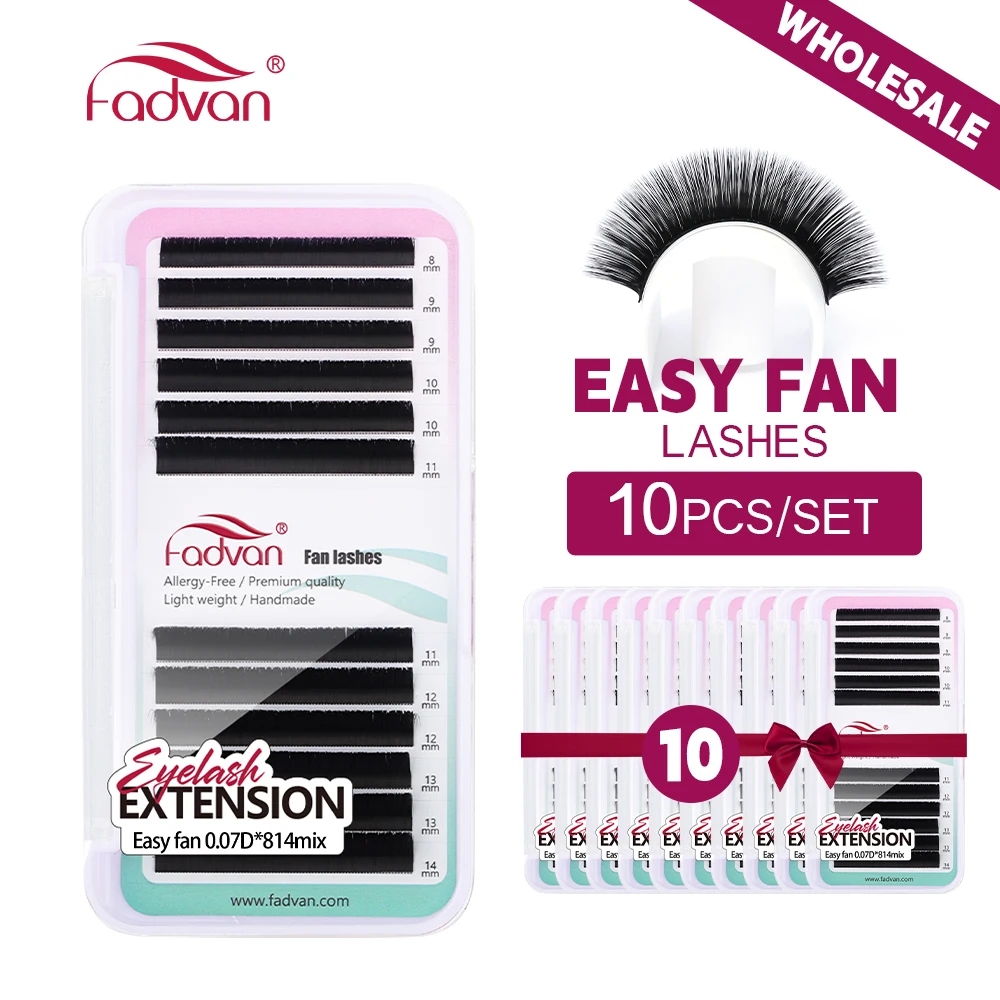 Fadvan 12ROWS 10PCS Easy Fanning Eyelashes Extensions Fast Free Shipping Premade Volume Fan Cluster Mink Lashes Salon