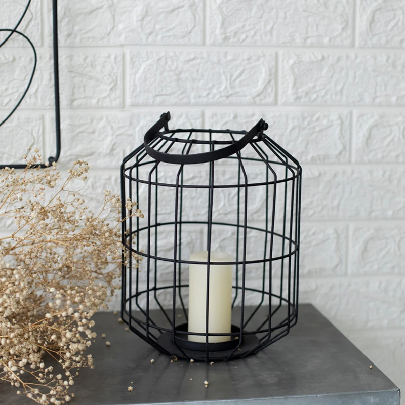

Metal Candlestick Frame Hanging Birdcage Lantern Decoration Is Suitable For Outdoor Decorations In Balcony Garden Corridor