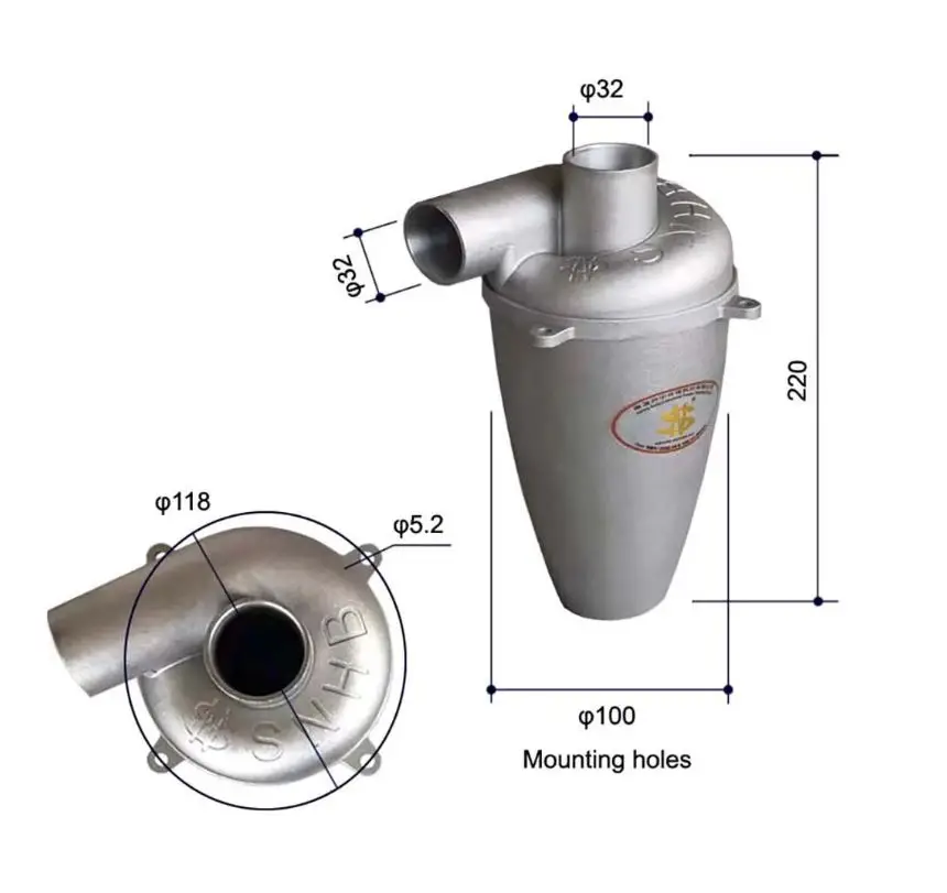 SN32T5  Aluminum Alloy Cyclone Dust Collector Explosion-proof No static electricity Temperature and pressure resistance