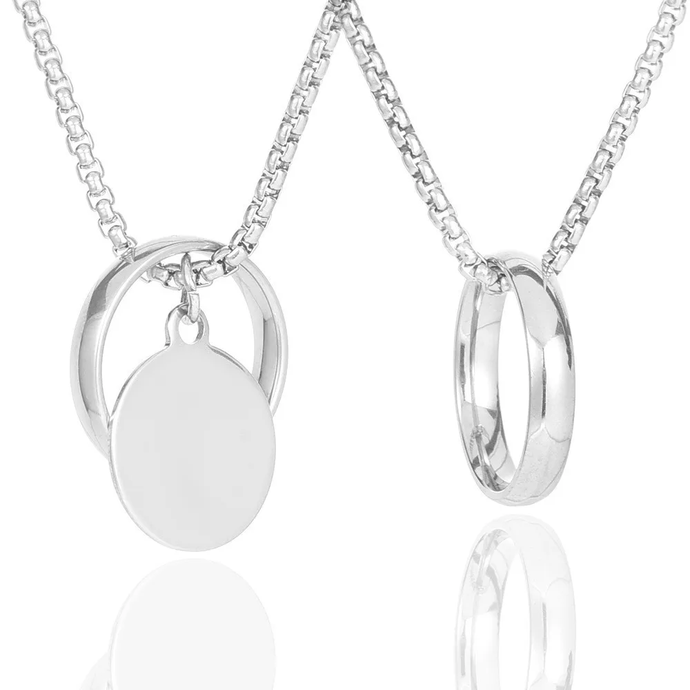 Personality Minimalist Pendant Necklace for Men Trendsetter Accessories Versatile Stainless Steel Ring Necklaces Fashion Jewelry
