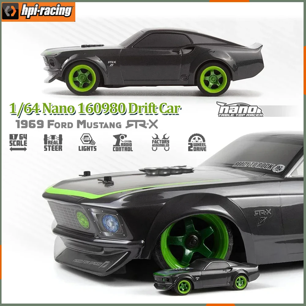 HPI RACING RC Mini Desktop toys 1/64 Nano 160980 Flat Running Racing Drift Car 2.4GHZ Remote Control 4 Channel RTR Toy Cars