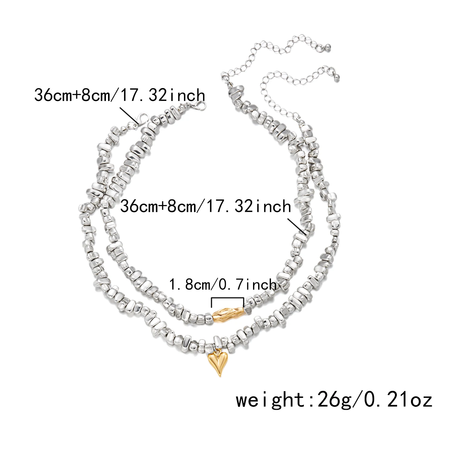 Retro Unregelmäßiges CCB-Perlen Elastisches Armband-Set für Frauen Einfaches Herzförmiges Mehrschichtiges Armband Charms Geburtstags-Schmuck – Detail 11