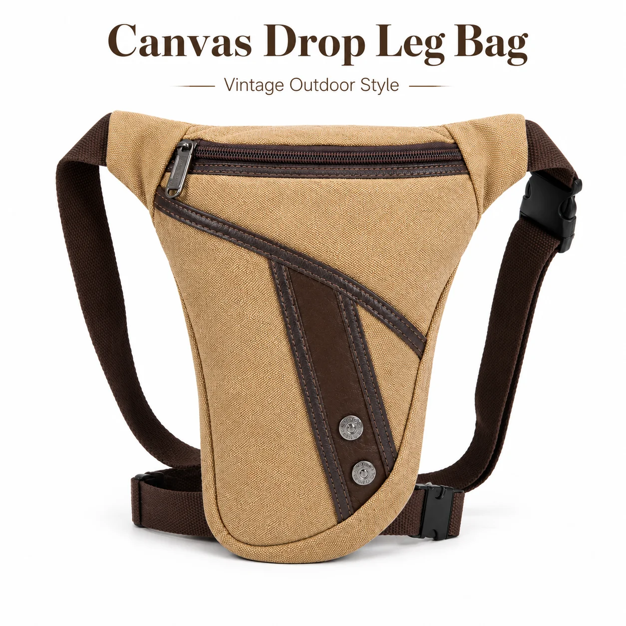 Men Canvas Drop Leg Bag Motorcycle Thigh Waist Pack Vintage Belt Pouch Outdoor Hiking Cycling Multi Pocket Adjustable Strap