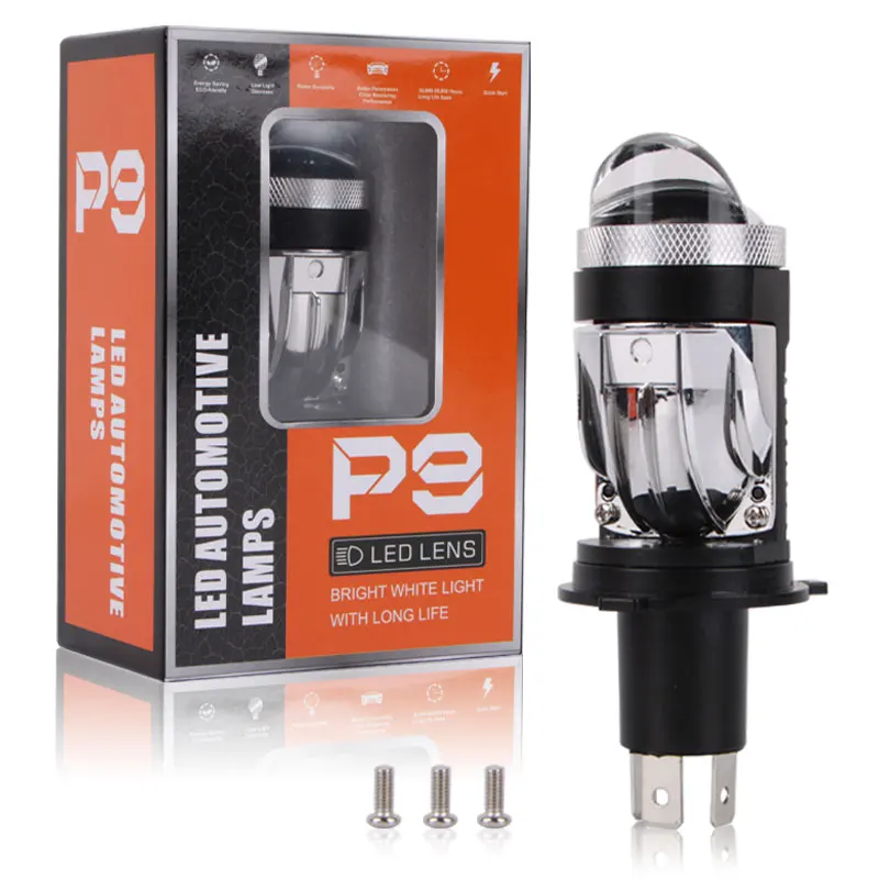 New P9 Motorcycle Mini Projector Lenses H4 Led Headlight High Power White Light 12V Motorcycle Lights