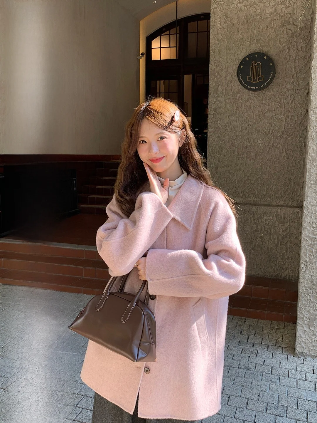 

Handmade Woolen Double-Sided Coat Women's Mid-Length Korean Sle Versatile Outerwear Winter New Arrival Land Xiao Tuan