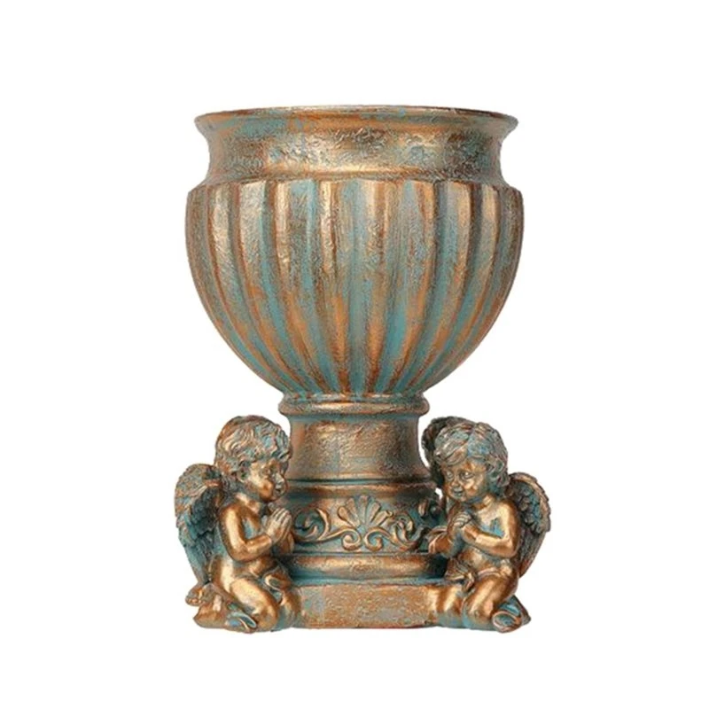 AB11-Retro Flowerpot Decorative Flower Vase For Entrance Balcony Indoor Outdoor Garden Pots Retro Angel Sculpture Vintage Style