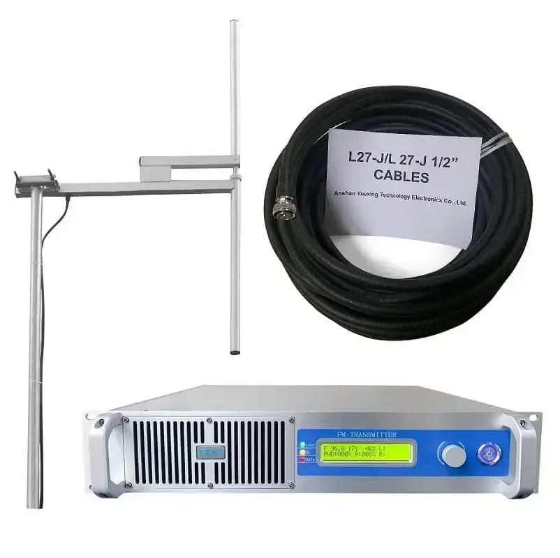 500W radio FM Transmitter with 1-Bay Dipole Antenna and 30 Feeder Meters Cable with Connectors Broadcast FM Kits