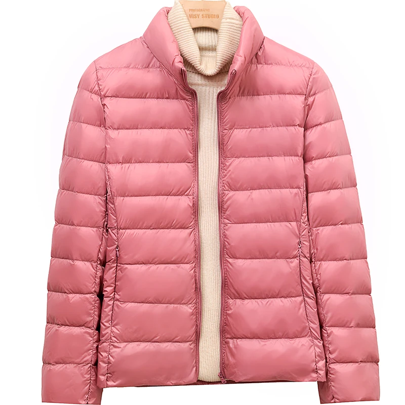 New 2025 Women Ultra Light Down Hooded Puffer Jacket Women Portable Lightweight Windproof Female Autumn And Winter Warm Coats