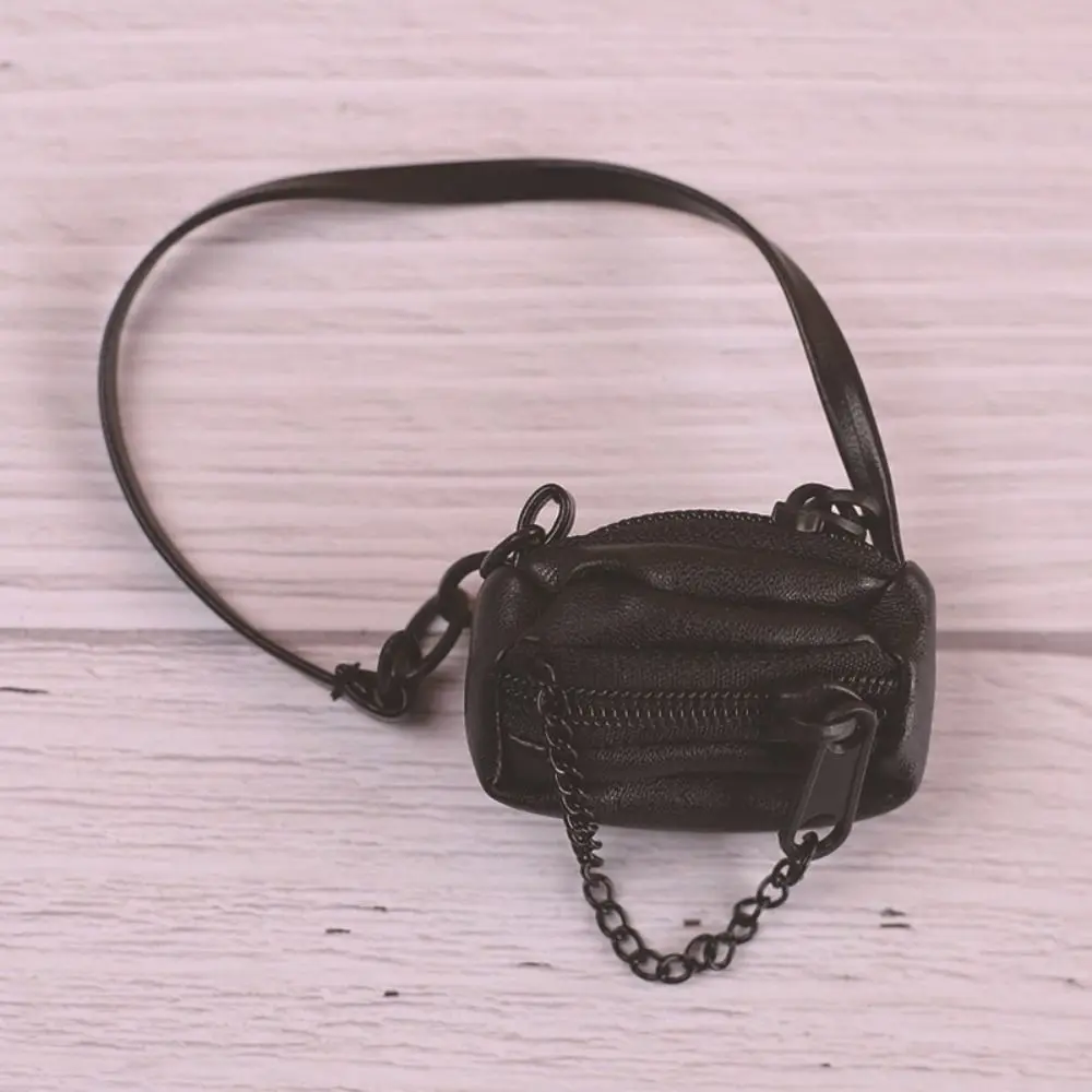 

Miniature Doll PU Leather Bag Mini DIY Plush Doll Leather Handbag Purse Black 17cm Doll Bag Accessories Dolls Accessories