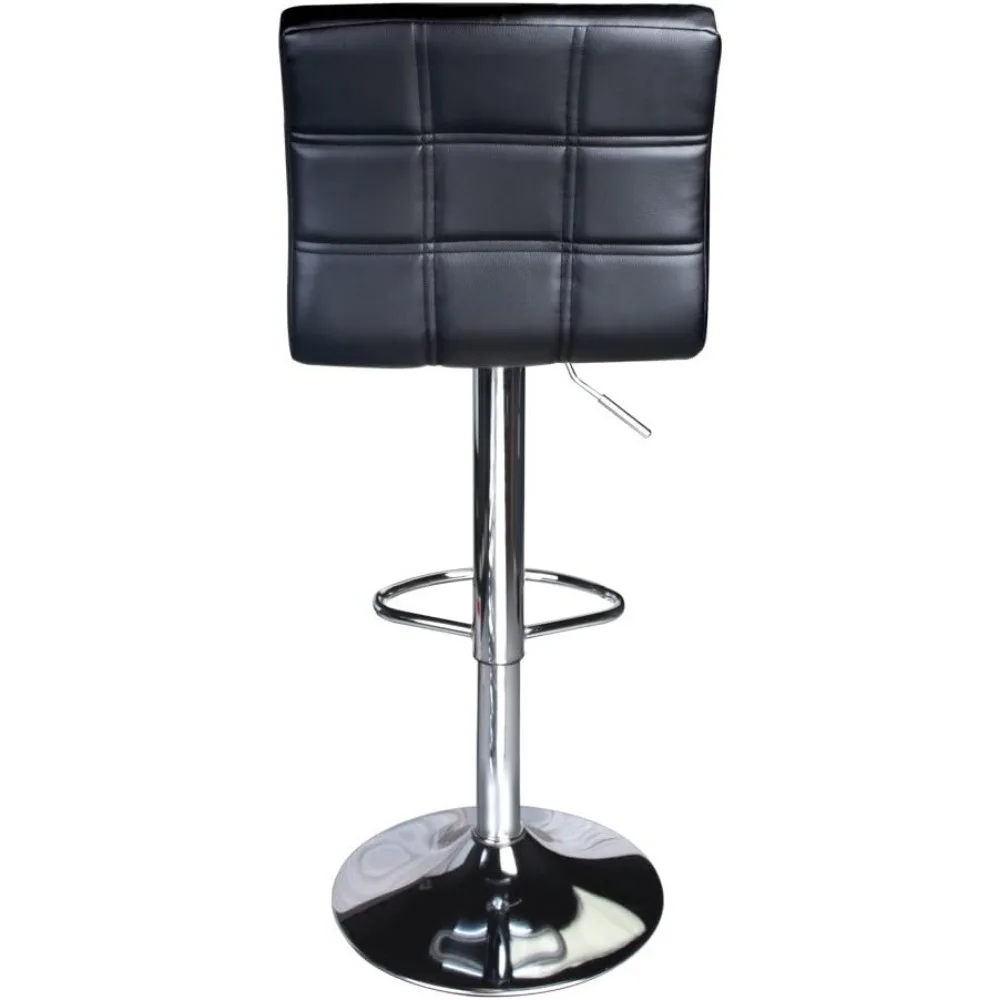 Modern Square PU Leather Adjustable Bar Stools with Back, Square Back Bar Stools Set of 2, Bar Height Swivel Barstools