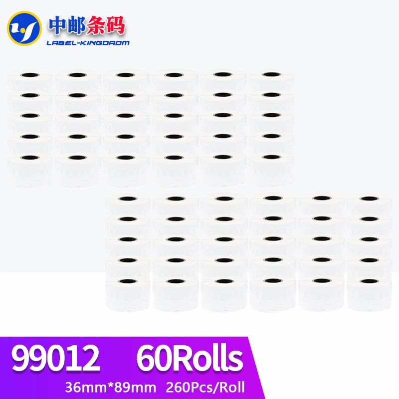 

60 Rolls Dymo Compatible 99012 Label 36mm*89mm 260Pcs for LabelWriter400 LW450 LW450Turbo 4XL Printer Seiko SLP440