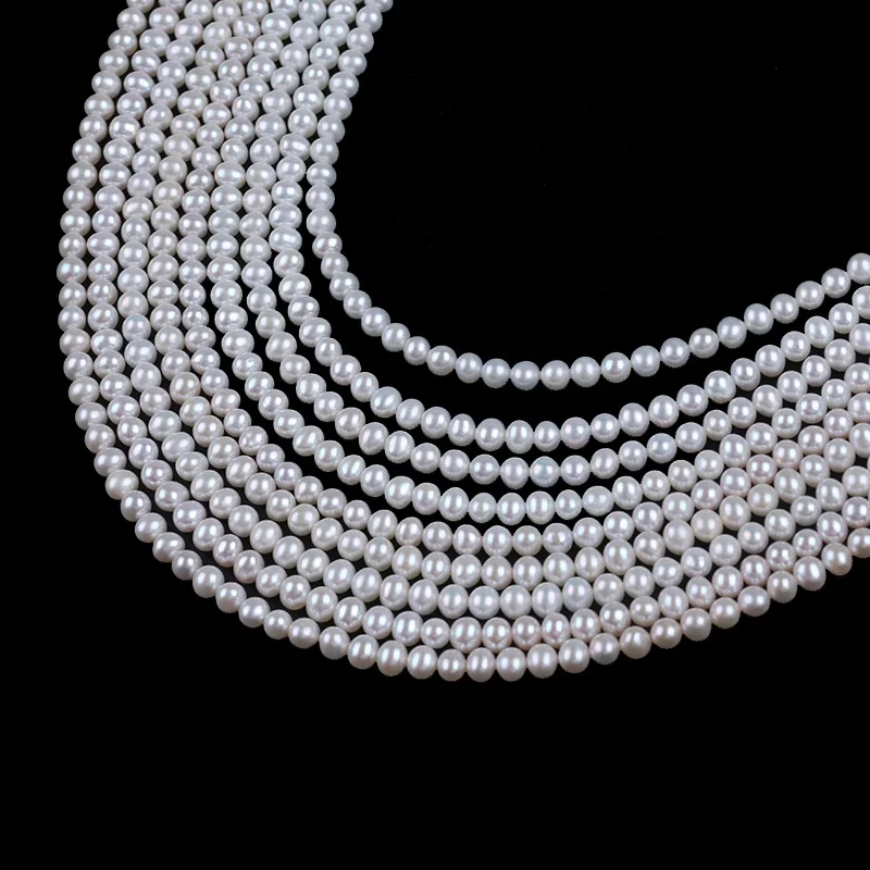 

Wholesale 4-4.5mm natural white freshwater akoya round pearls beads strand for jewelry making