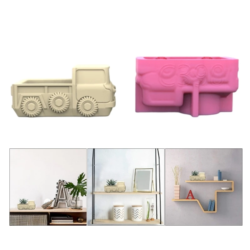 

Small Truck Concrete Silicone Mold Succulent Flowerpot Cement Plaster Molds Dropship