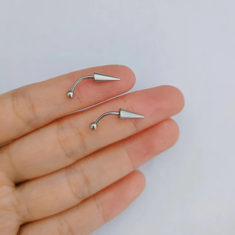 2PCS 316L Stainless Steel Eyebrow Piercing Spike Ring Curved Eyebrow Jewelry Punk Piercing Hypoallergenic Earring