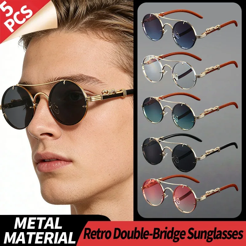 

Набор из 5 нейтральных круглых солнцезащитных очков в металлической оправе - линзы из поликарбоната с градиентным и поляризованным дизайном, подходят для активного отдыха на природе.