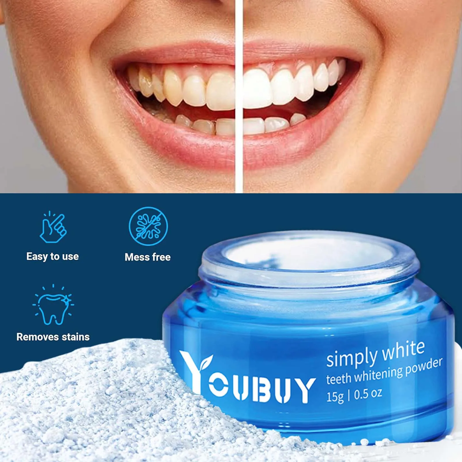 Natural Teeth Whitening Powder Tooth Cleaner Stains Remover Oral Health Treatment n Women