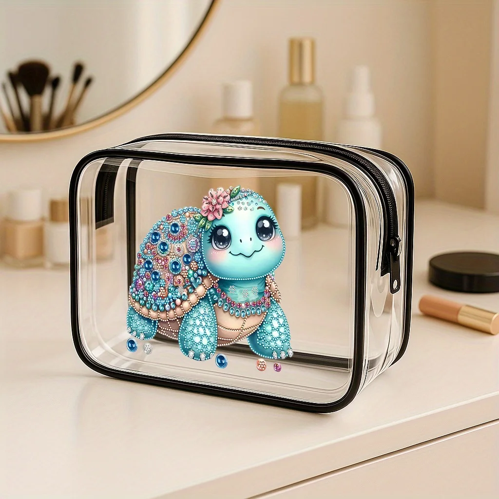 حقيبة أدوات الزينة للسفر من مادة PVC بنمط السلحفاة، تخزين متعدد الأغراض #1
