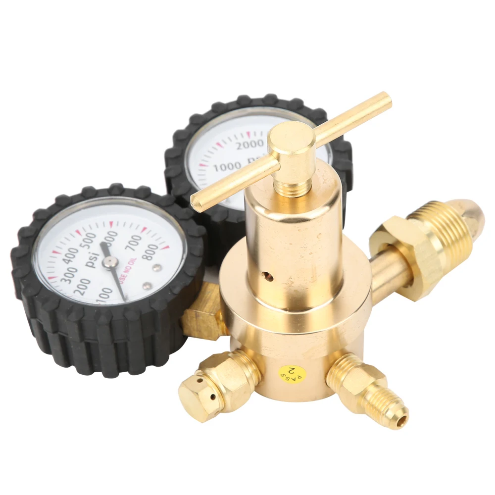 Nitrogen Regulator Gauge Pressure Equipment Brass CGA580 Inlet Connection Gauges 0-600PSI CGA580 Inlet 1/4 inch Flare Output