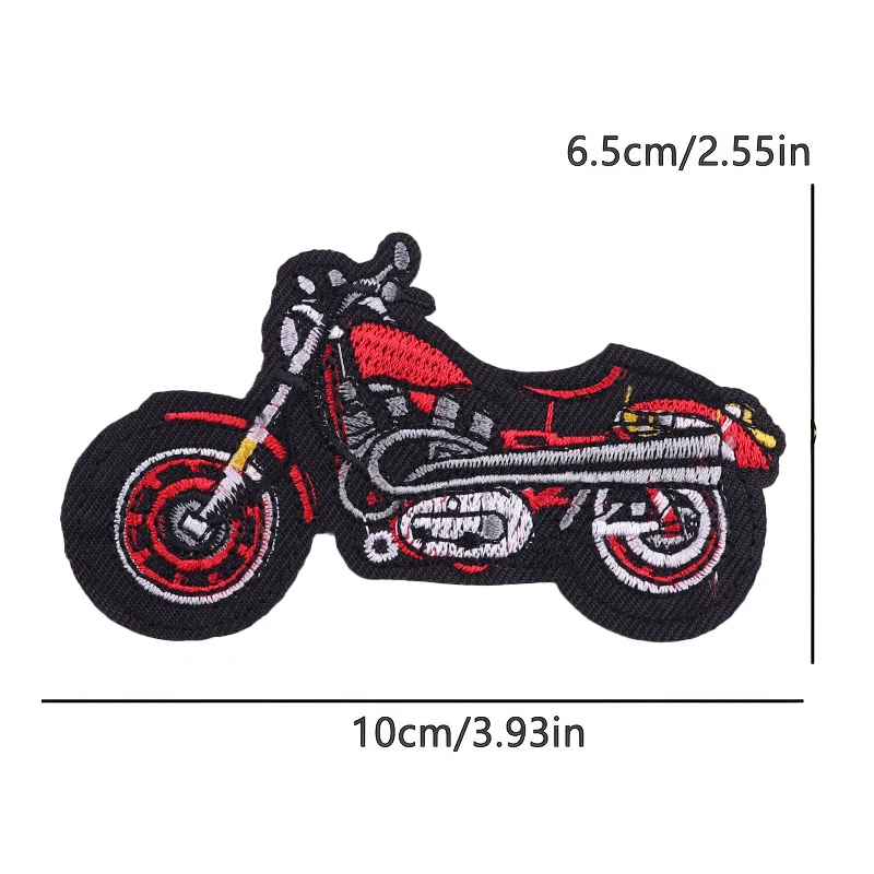 4 pcs Vintage Chopper Motorcycle Iron On Patches, Retro Biker Motorbike Embroidered Appliques for Punk Rider Jacket Backpack DIY