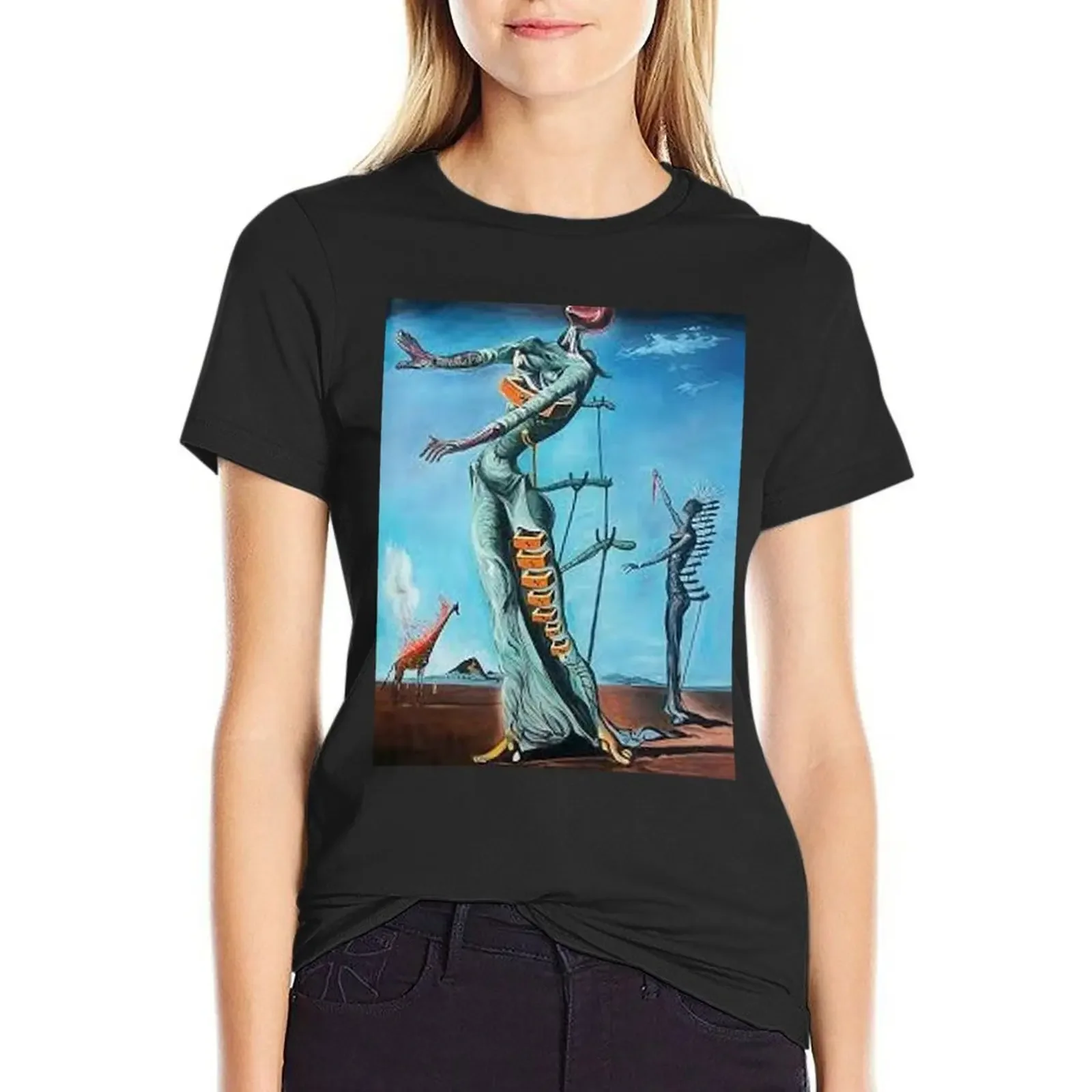 The Burning Giraffe - Salvador Dali 1937 T-Shirt funnys cute clothes workout shirts for Women loose fit