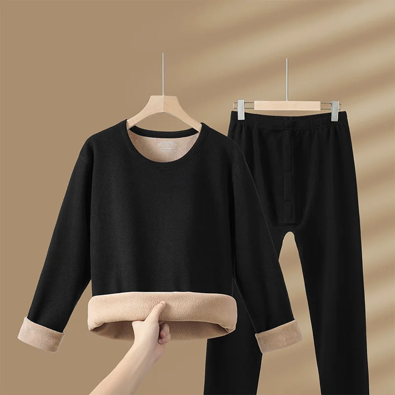 Winter New Thermal Underwear Sets Men Women Velvet Tops+Long Pants Comfortable Skin-friendly Elastic Thickening Warm 2 Piece Set