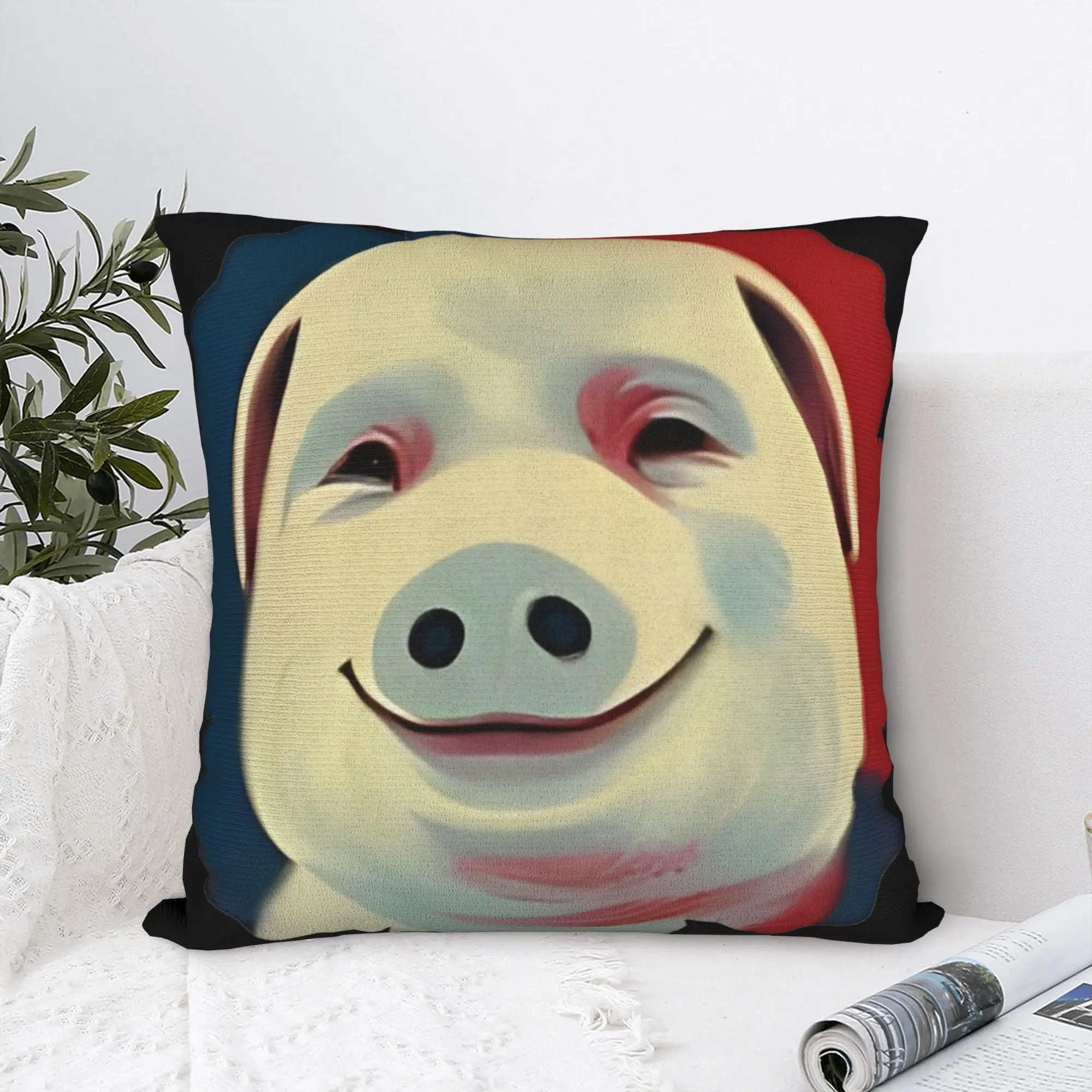 John Pork Is Calling Funny Pig Meme Square Pillow Cases  Cushion Cover Decorative Throw Pillow Case Cover for Home 40*40cm
