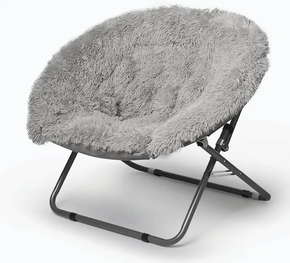 

Grey circular plush casual backrest chair