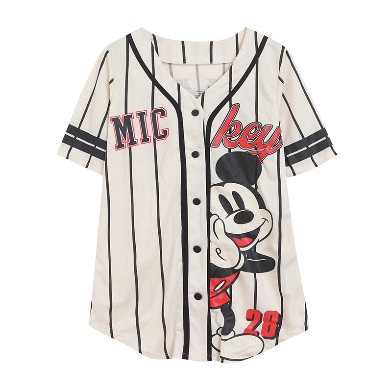 

Спортивная одежда для активного отдыха Cartoon Sle Qui Dry, женская свободная бейсбольная футболка с полосатым дизайном, для фитнеса и бега