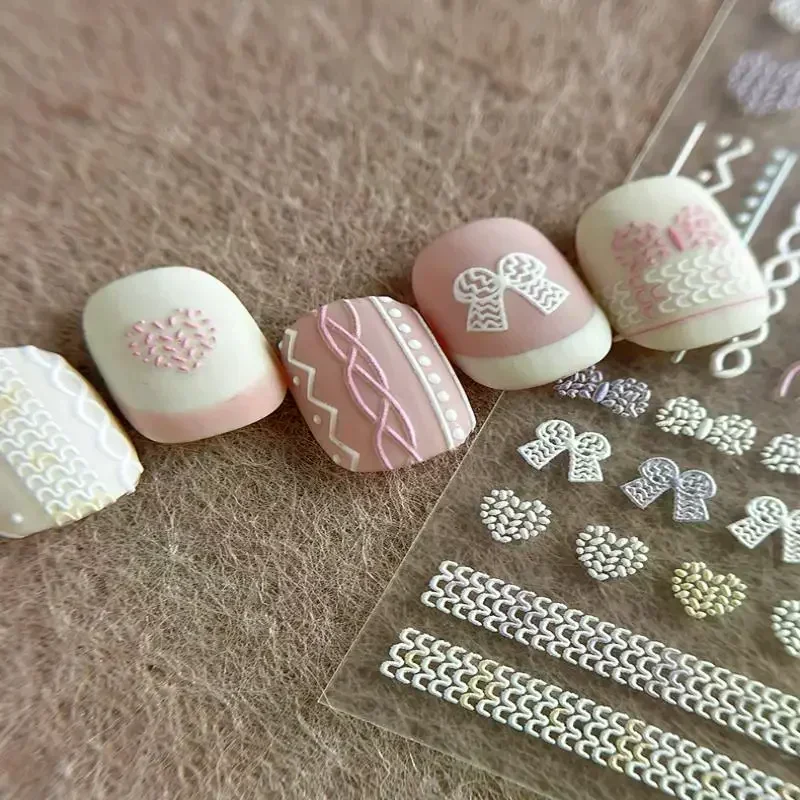 1 シートちょう結び 3D ネイルステッカーラブハートロマンチックなネイルアートマニキュアデカールフレンチネイルステッカー