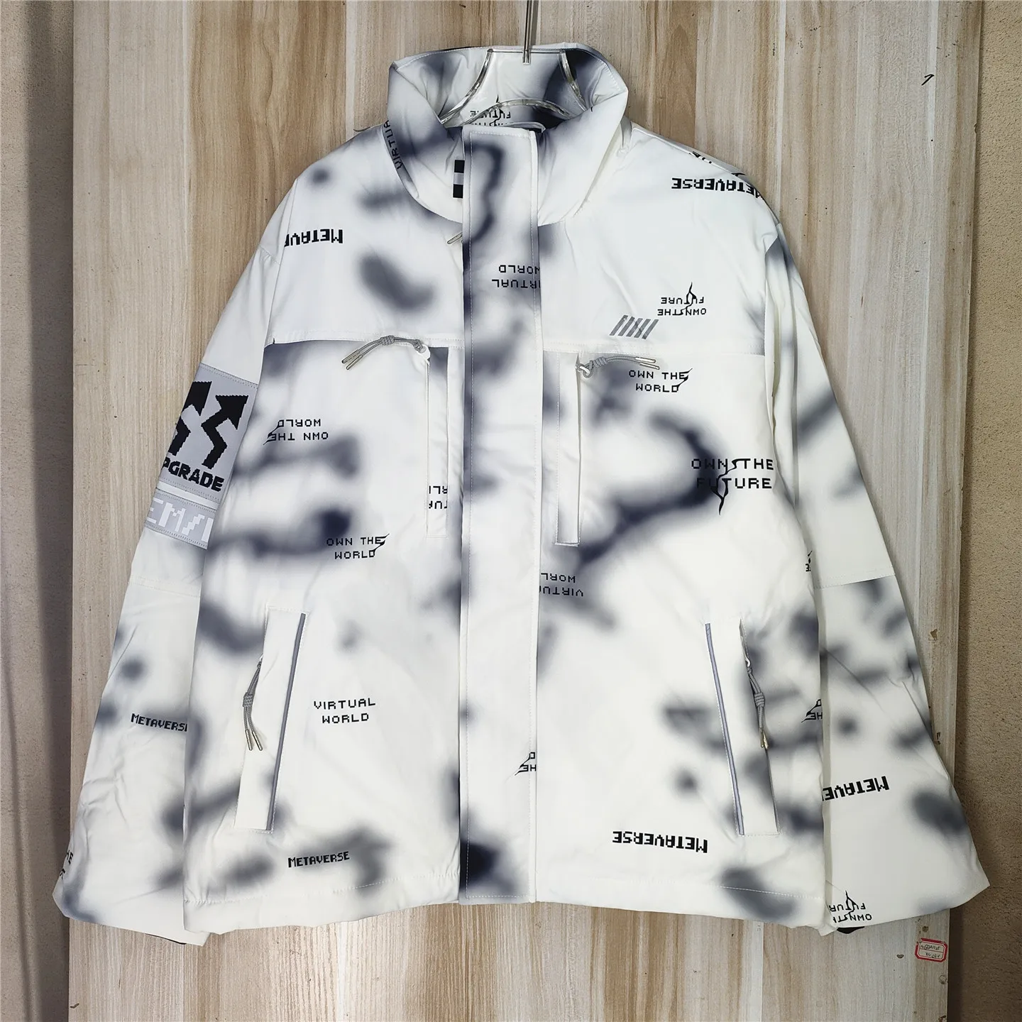 

Men's Faionable adient Color Blo Warm Stand Collar Cotton Jaet Coat Non-Brand Loose Fit Long Sve Zipper Closure