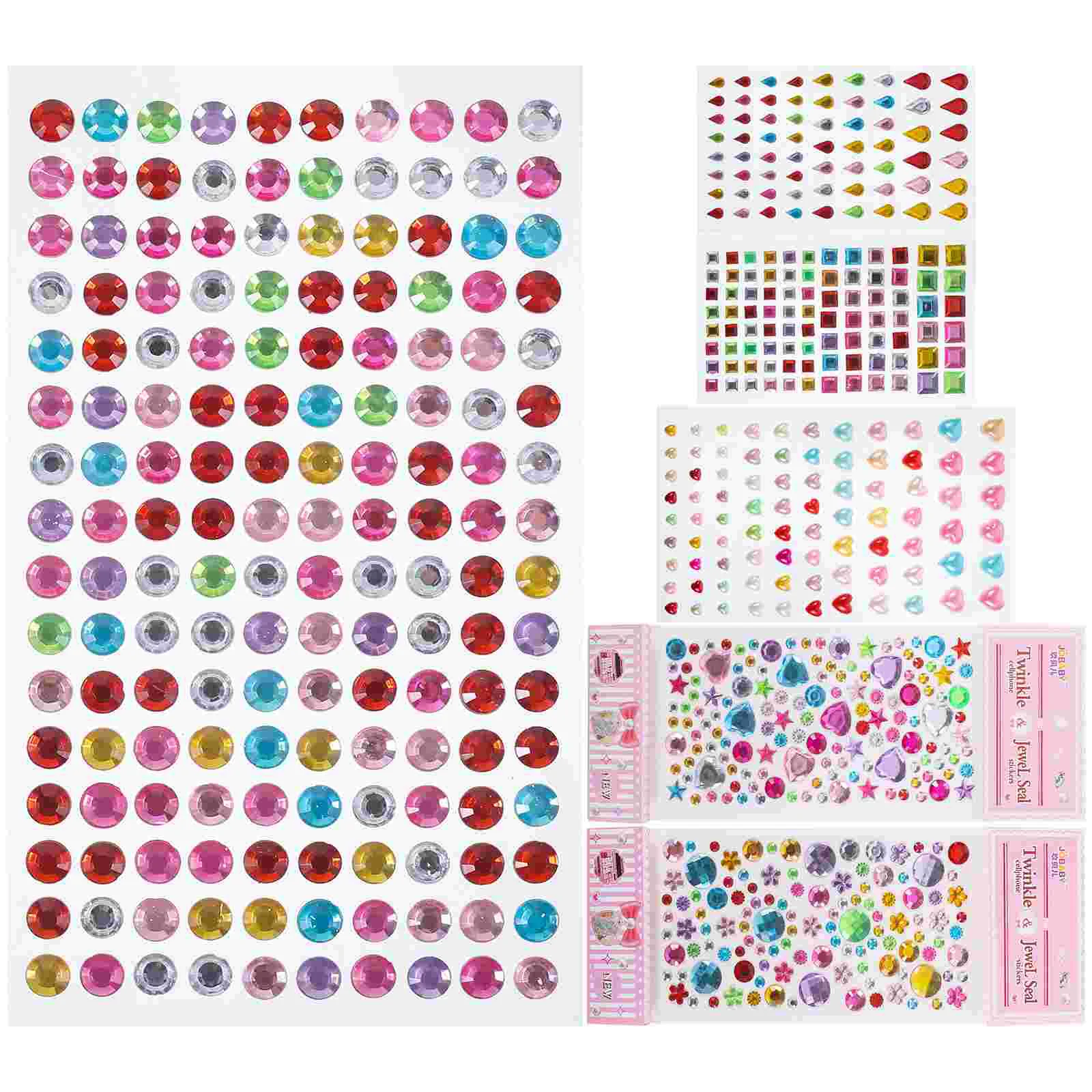 6 Sheets Acrylic Diamond Sticker Makeup Gems Stickers Jewel Rhinestone Self Adhesive Jewelry Craft Jewels Love for Festival