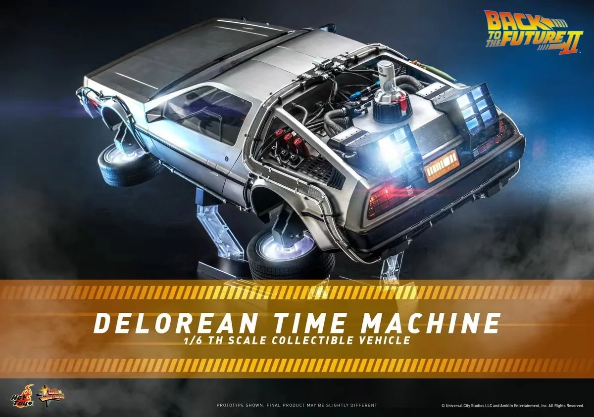 Original Hot Toys Anime Figures MMS636 Back to the Future 2 DeLorean Time Machine 1/6 72cm Treasure Car Collectible Vehicle Gift