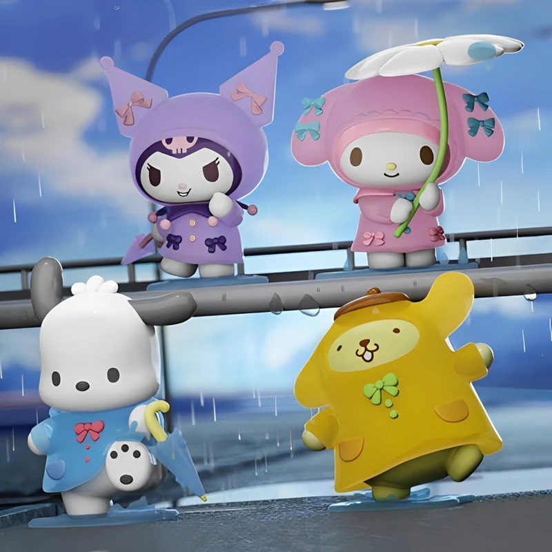 Kawaii Sanrio Kuromi Melody Cinnamoroll Rainy Day Series Desktop Ornaments Cute Desk Accessory Collect Figure Model Kid Toy Gift