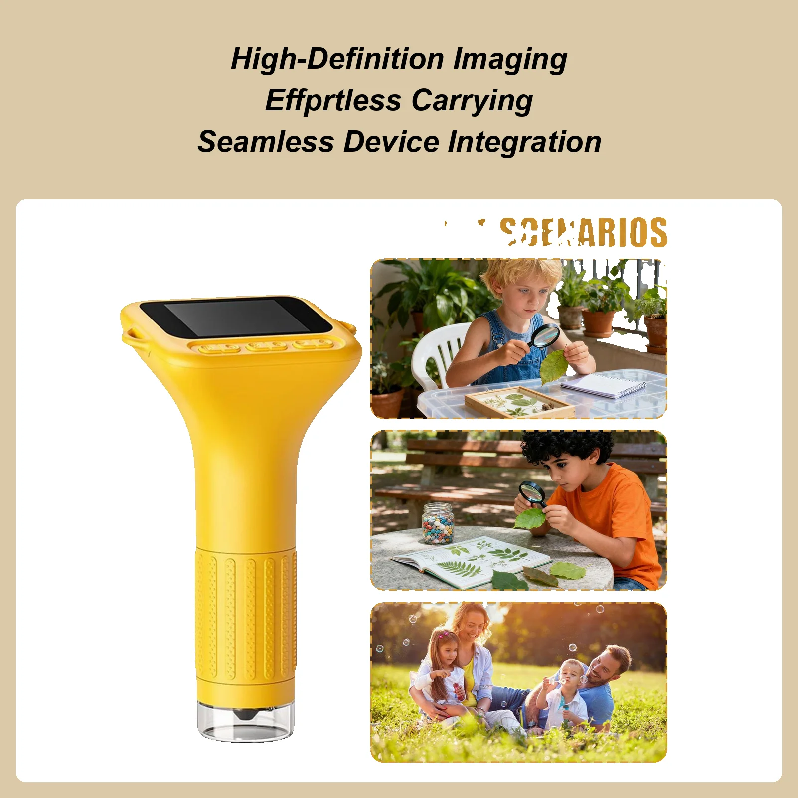 

Handheld Microscope For Kids 1000X STEM Learning Toy Mini Digital Microscope For Students Teachers Kids Homeschooling Classroom