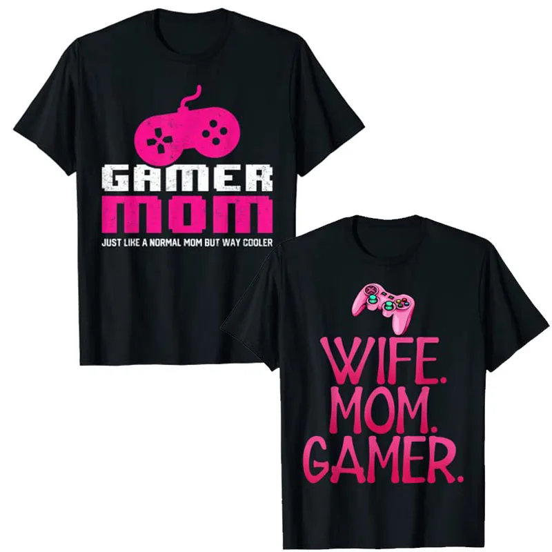 

Wife-Mom-Gamer Gift for Gaming Wife and Mom T-Shirt Gamer Mama Video Games Game Lover Mother Player Gifts Graphic Tee Tops