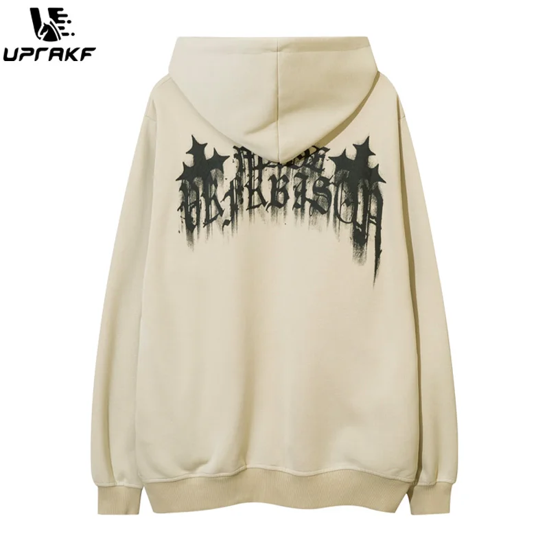 UPRAKF Hoodie Cross Print Streetwear Pullovers Long Sleeve Autumn Hip Hop Fashion Casual High Quality